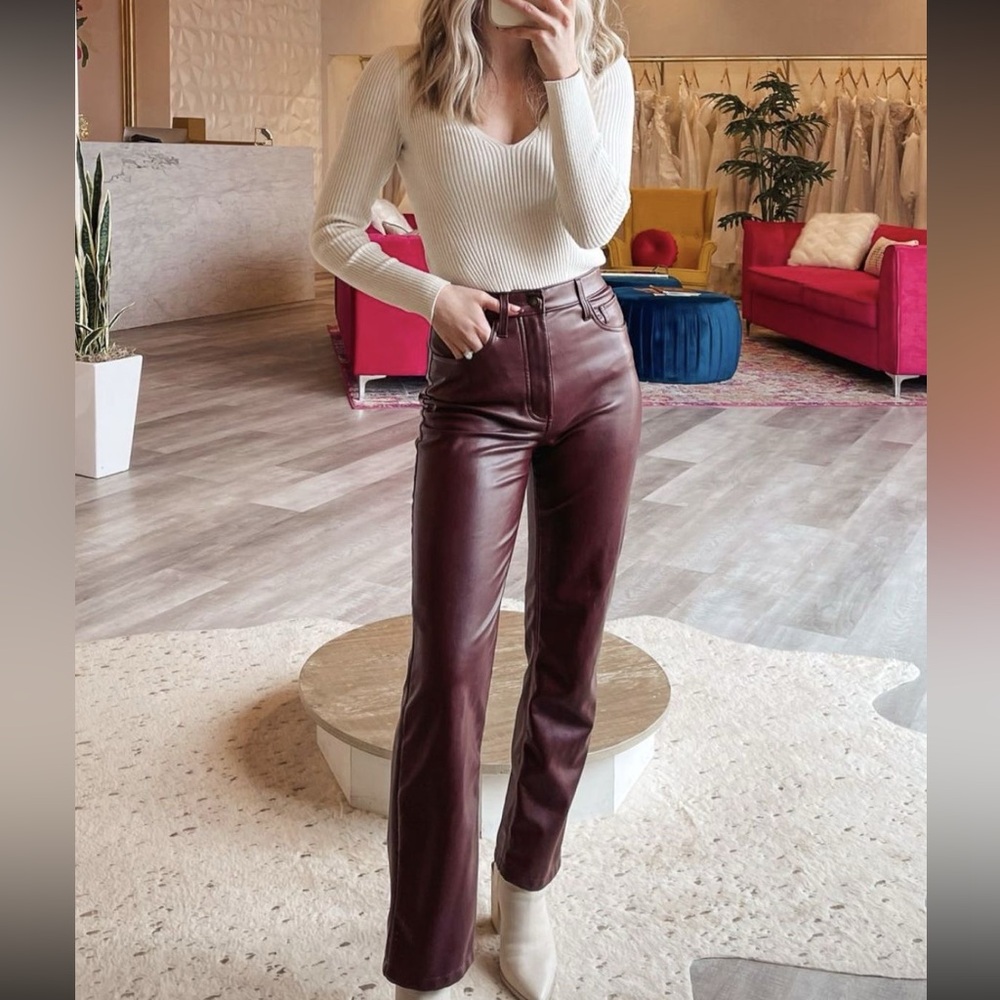 Abercrombie & Fitch Vegan Leather 90s Straight Pants